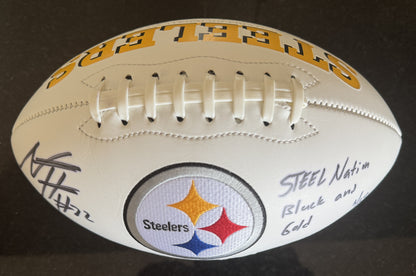 Najee Harris 💪Signed ✍️Pittsburgh Steelers LIMITED EDITION Football with Inscription Inc. Fanatics Hologram 🛡️