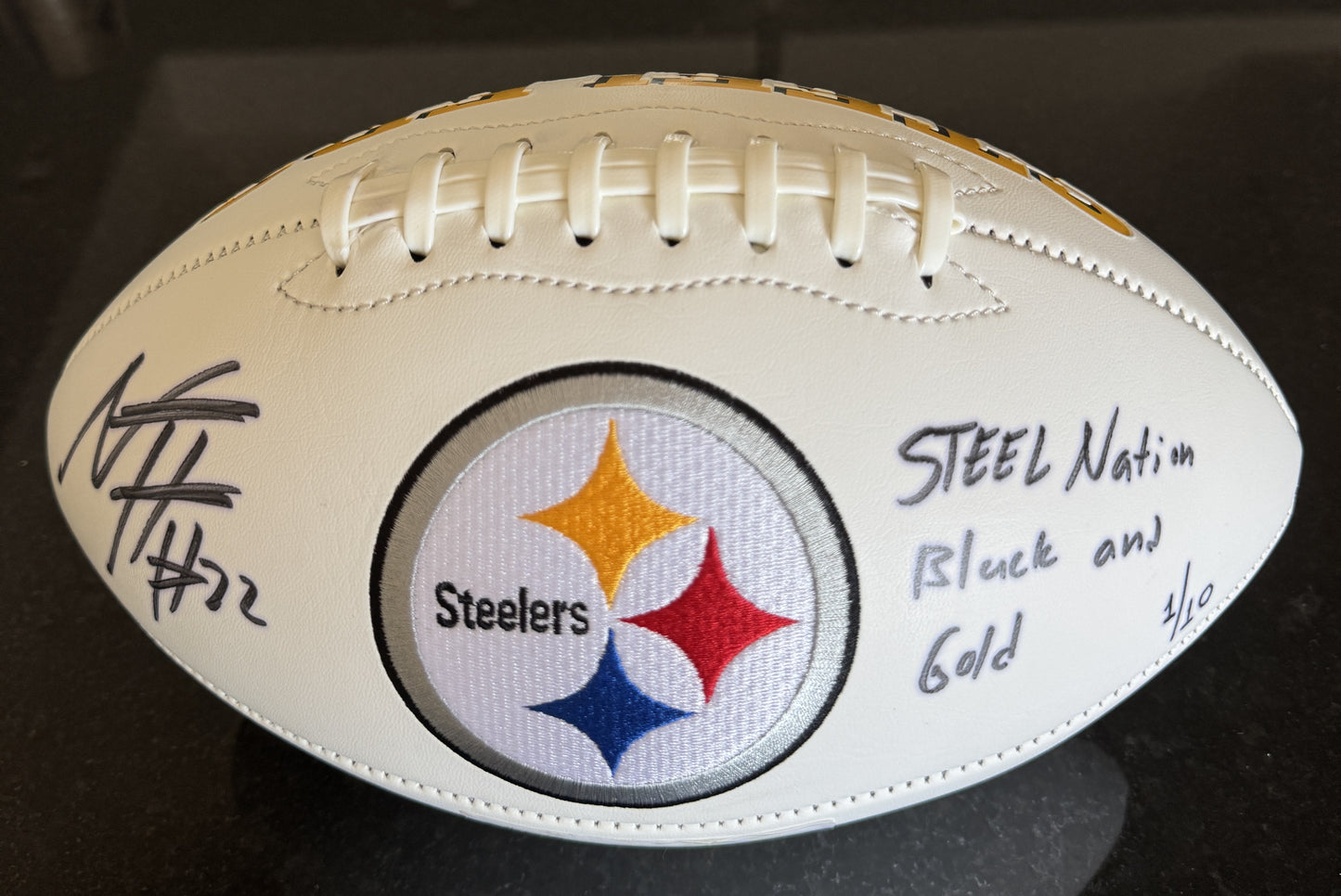 Najee Harris 💪Signed ✍️Pittsburgh Steelers LIMITED EDITION Football with Inscription Inc. Fanatics Hologram 🛡️