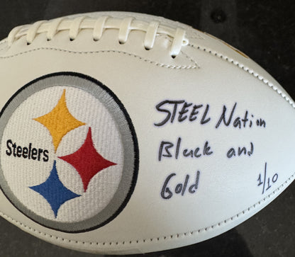 Najee Harris 💪Signed ✍️Pittsburgh Steelers LIMITED EDITION Football with Inscription Inc. Fanatics Hologram 🛡️