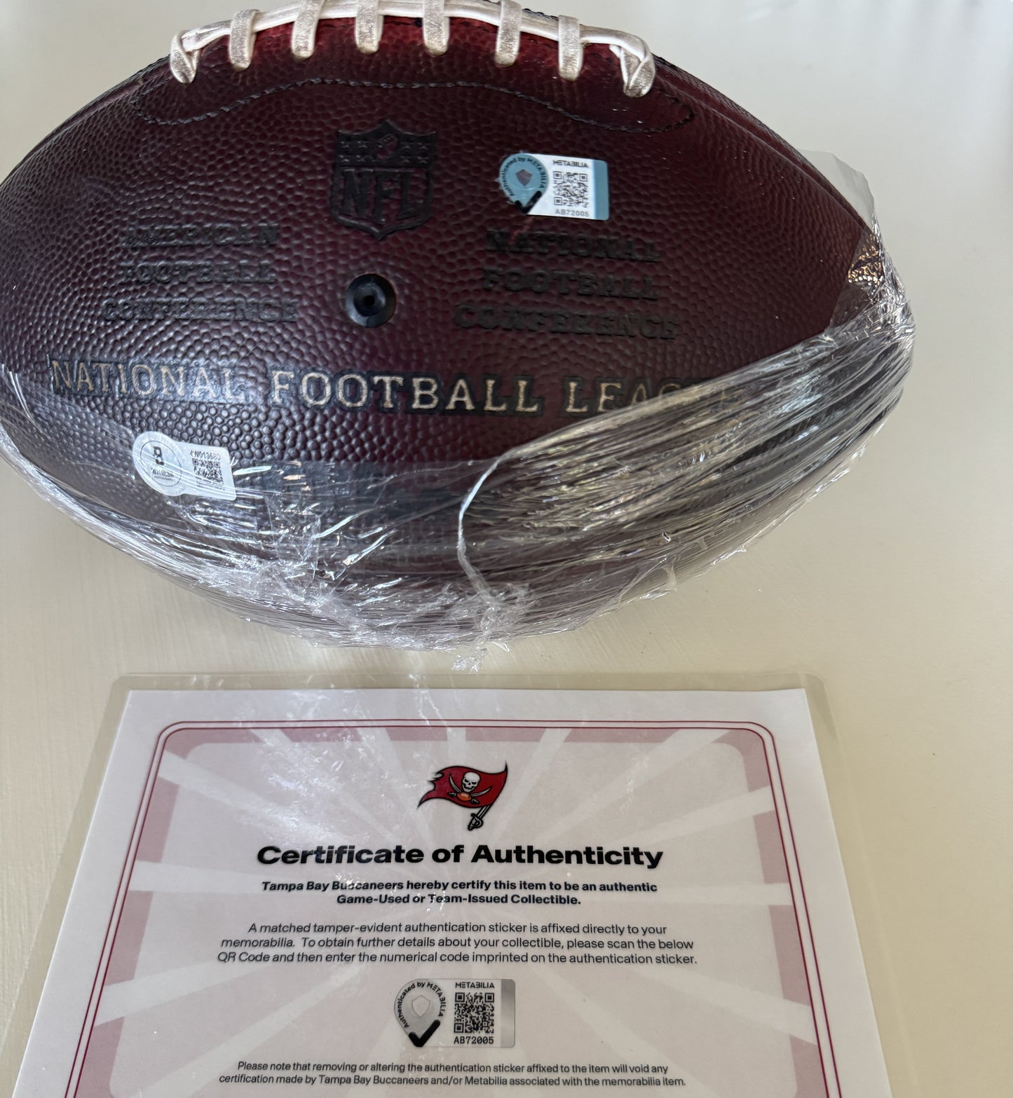 Baker Mayfield GAME USED 09/28/2025 Signed + Inscribed Tampa Bay Buccaneers Ball vs Philadelphia Eagles Also includes Proof of Authenticity 🛡️