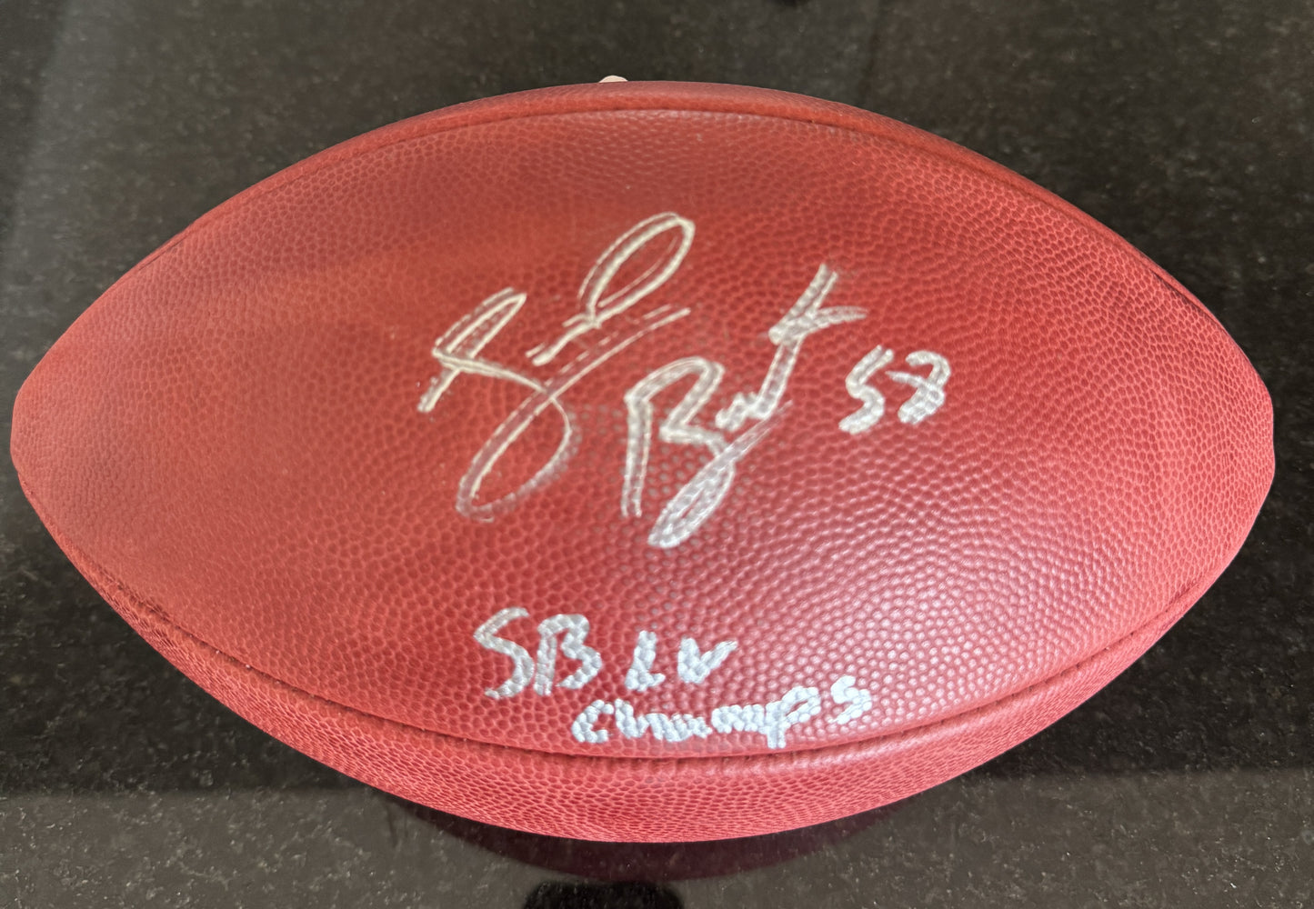 Shaquil Barrett Signed✍️Tampa Bay Buccaneers Super Bowl LV Duke Football with“SB LV CHAMPS” Inscription