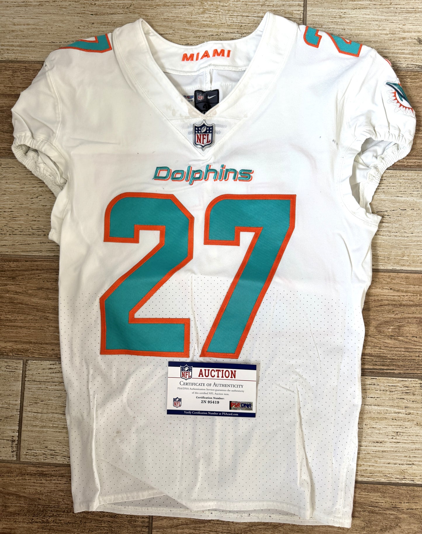 Justin Coleman GAME WORN 10/17/21 PHOTO MATCHED 📸 Miami Dolphins🐬On-Field Jersey 🎽 inc. PSA Authenticity 🛡️ vs Jacksonville Jaguars