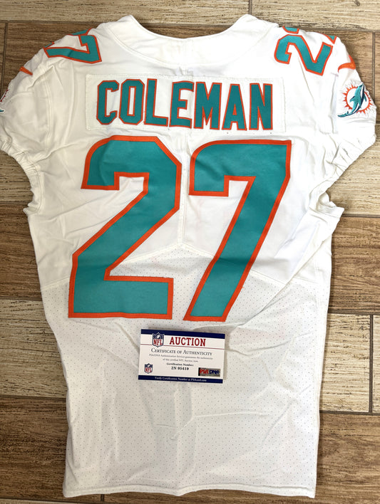 Justin Coleman GAME WORN 10/17/21 PHOTO MATCHED 📸 Miami Dolphins🐬On-Field Jersey 🎽 inc. PSA Authenticity 🛡️ vs Jacksonville Jaguars