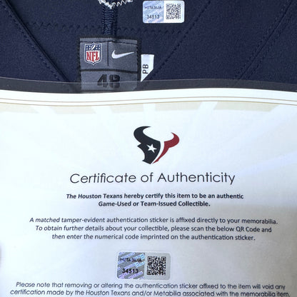 J.J. Watt TEAM / GAME ISSUED Color Rush 🎨 Houston Texans Nike NFL Jersey Inc COA 🛡️