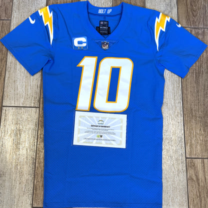 Justin Herbert TEAM ISSUED Los Angeles Chargers NFL Jersey includes sleeves 💯 RARE ⚡ Inc COA 🛡️