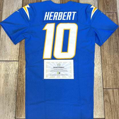 Justin Herbert TEAM ISSUED Los Angeles Chargers NFL Jersey includes sleeves 💯 RARE ⚡ Inc COA 🛡️