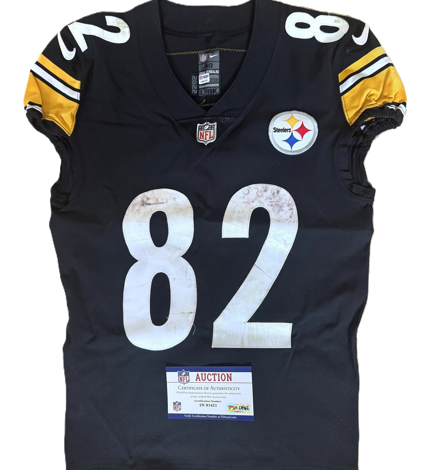 Steven Sims GAME WORN 💪10/16/22 PHOTO-MATCHED 📸 Pittsburgh Steelers On-Field NFL Jersey vs. Tampa Bay Buccaneers Also includes PSA Authenticity 🛡️