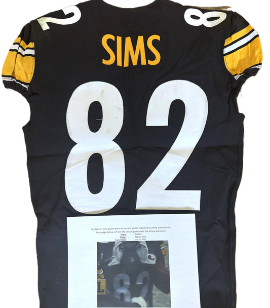 Steven Sims GAME WORN 💪10/16/22 PHOTO-MATCHED 📸 Pittsburgh Steelers On-Field NFL Jersey vs. Tampa Bay Buccaneers Also includes PSA Authenticity 🛡️