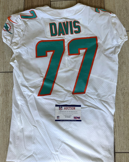 Jesse Davis GAME WORN 💪 10/17/21 PHOTO MATCHED 📸 Miami Dolphins 🐬 Nike On-Field NFL Jersey🎽 inc. PSA Authenticity 🛡️ vs Jacksonville Jaguars