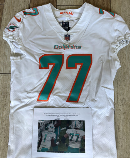 Jesse Davis GAME WORN 💪 10/17/21 PHOTO MATCHED 📸 Miami Dolphins 🐬 Nike On-Field NFL Jersey🎽 inc. PSA Authenticity 🛡️ vs Jacksonville Jaguars