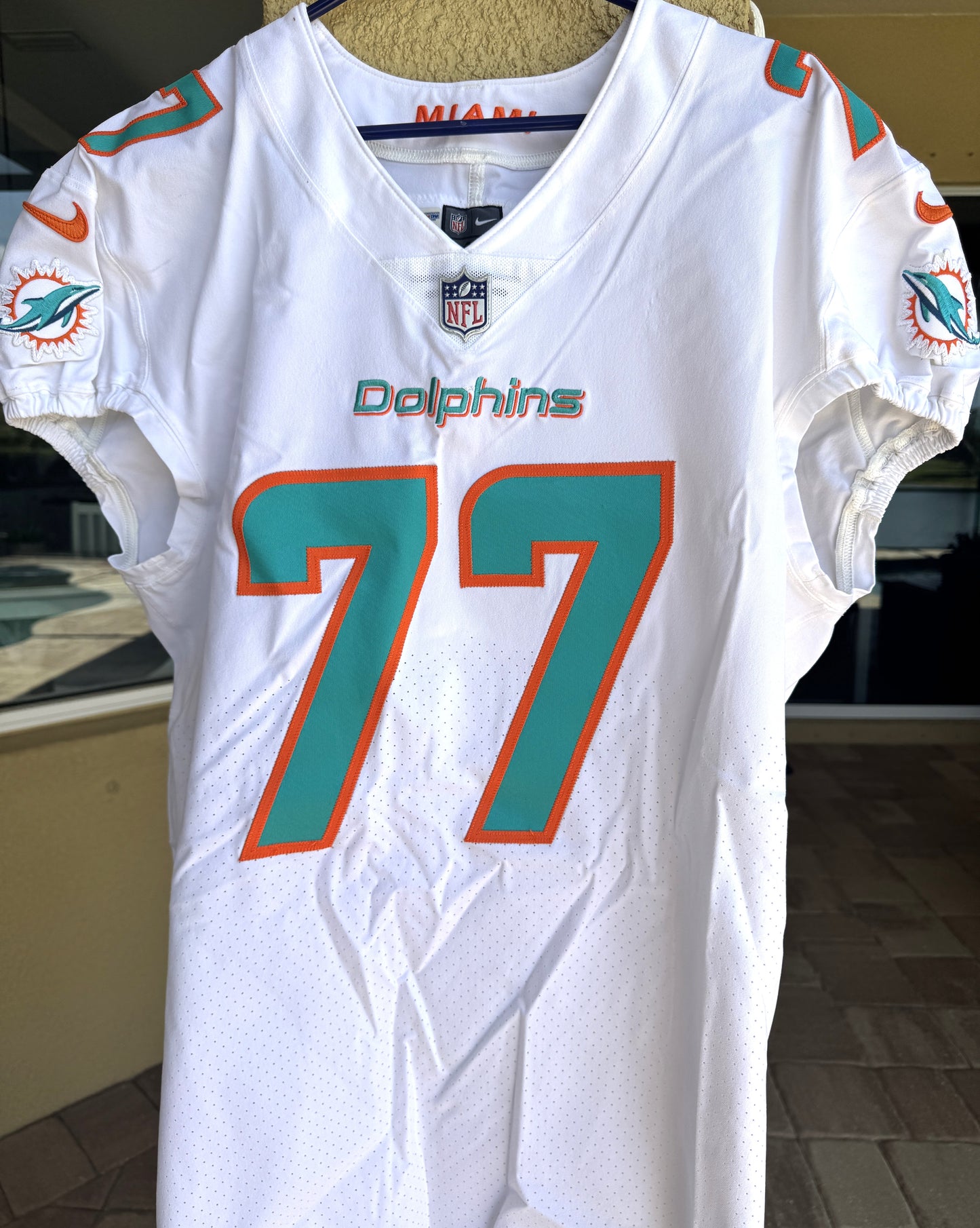 Jesse Davis GAME WORN 💪 10/17/21 PHOTO MATCHED 📸 Miami Dolphins 🐬 Nike On-Field NFL Jersey🎽 inc. PSA Authenticity 🛡️ vs Jacksonville Jaguars
