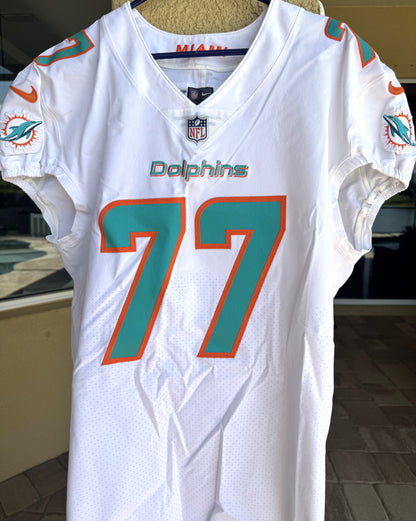 Jesse Davis GAME WORN 💪 10/17/21 PHOTO MATCHED 📸 Miami Dolphins 🐬 Nike On-Field NFL Jersey🎽 inc. PSA Authenticity 🛡️ vs Jacksonville Jaguars