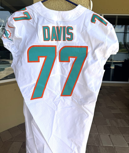 Jesse Davis GAME WORN 💪 10/17/21 PHOTO MATCHED 📸 Miami Dolphins 🐬 Nike On-Field NFL Jersey🎽 inc. PSA Authenticity 🛡️ vs Jacksonville Jaguars