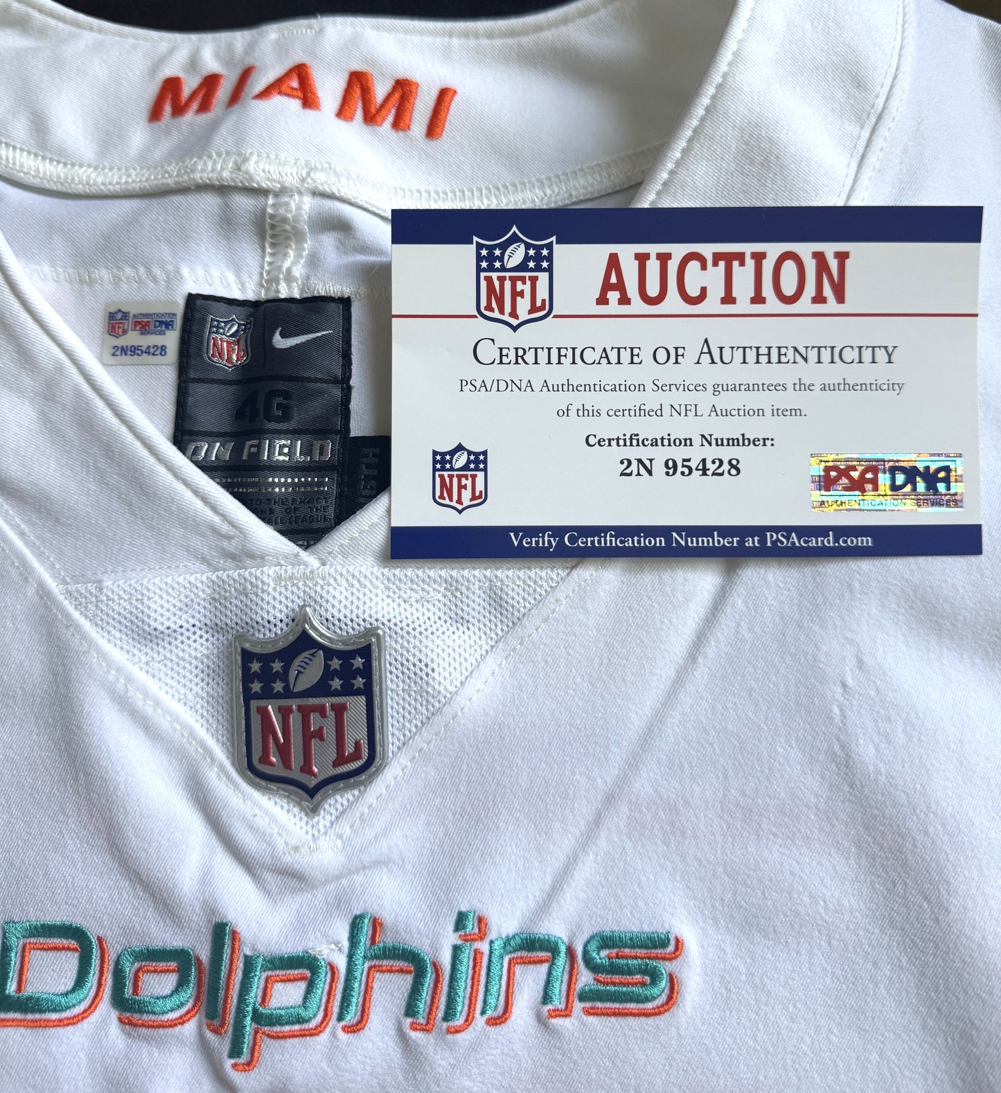 Jesse Davis GAME WORN 💪 10/17/21 PHOTO MATCHED 📸 Miami Dolphins 🐬 Nike On-Field NFL Jersey🎽 inc. PSA Authenticity 🛡️ vs Jacksonville Jaguars
