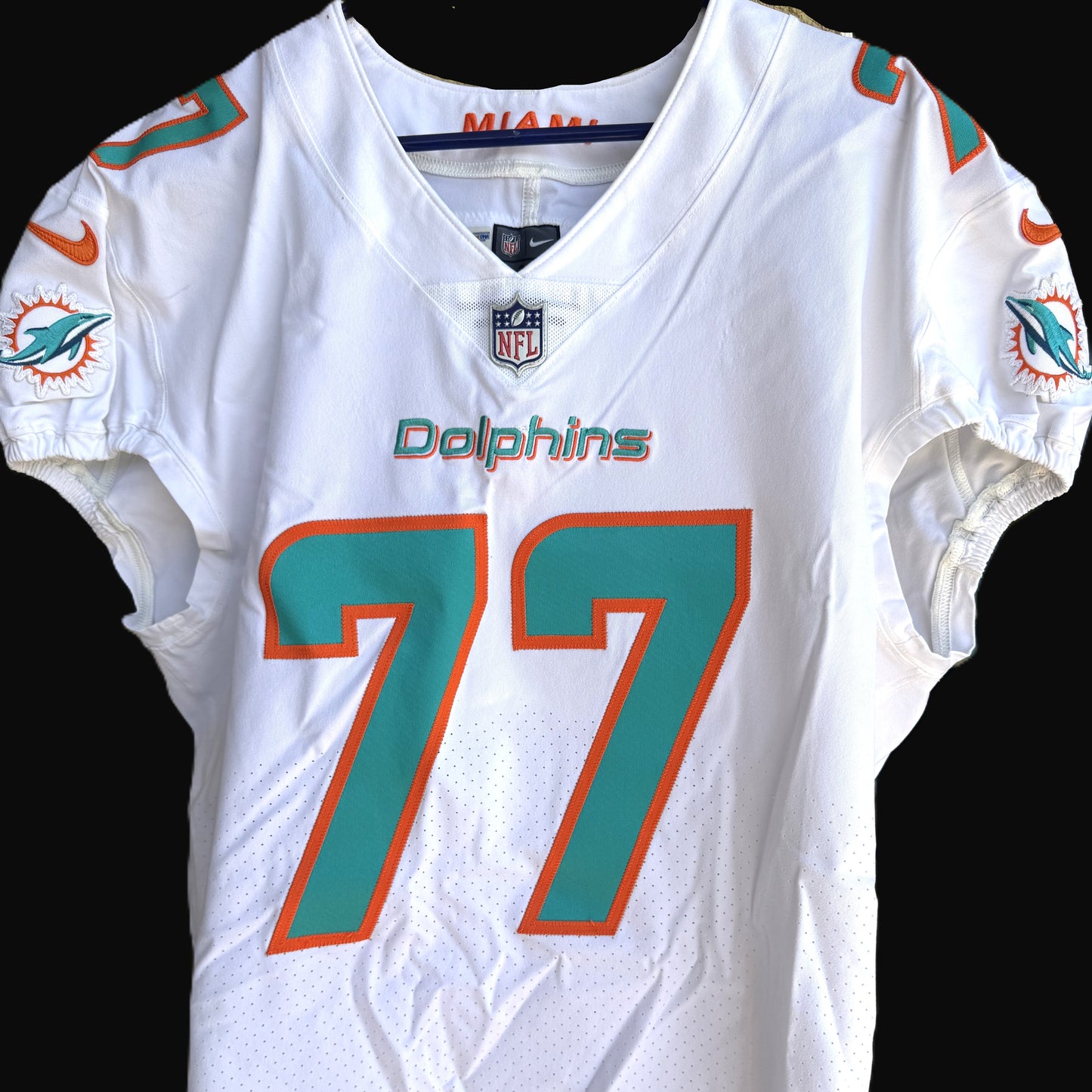 Jesse Davis GAME WORN 💪 10/17/21 PHOTO MATCHED 📸 Miami Dolphins 🐬 Nike On-Field NFL Jersey🎽 inc. PSA Authenticity 🛡️ vs Jacksonville Jaguars
