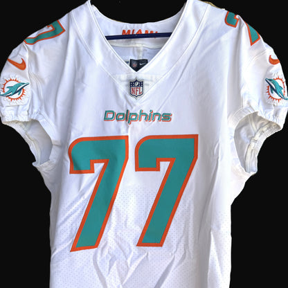 Jesse Davis GAME WORN 💪 10/17/21 PHOTO MATCHED 📸 Miami Dolphins 🐬 Nike On-Field NFL Jersey🎽 inc. PSA Authenticity 🛡️ vs Jacksonville Jaguars