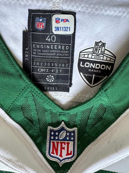 Michael Carter II GAME USED 💪 10/06/2024 New York Jets Nike NFL Jersey 👕vs. Minnesota Vikings London Matchup 🌍 Also includes PSA Authenticity🛡️