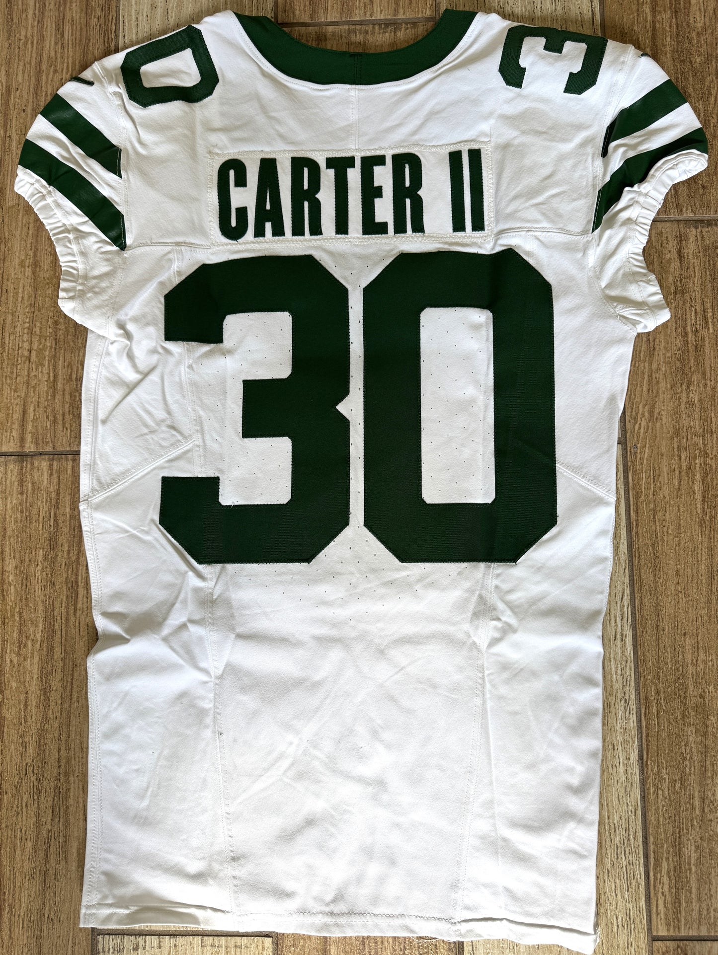 Michael Carter II GAME USED 💪 10/06/2024 New York Jets Nike NFL Jersey 👕vs. Minnesota Vikings London Matchup 🌍 Also includes PSA Authenticity🛡️