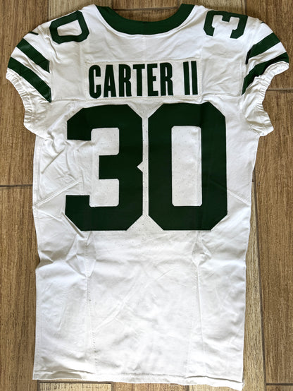 Michael Carter II GAME USED 💪 10/06/2024 New York Jets Nike NFL Jersey 👕vs. Minnesota Vikings London Matchup 🌍 Also includes PSA Authenticity🛡️