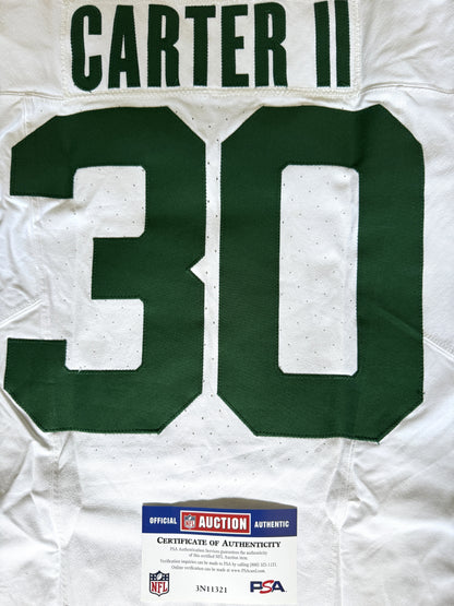Michael Carter II GAME USED 💪 10/06/2024 New York Jets Nike NFL Jersey 👕vs. Minnesota Vikings London Matchup 🌍 Also includes PSA Authenticity🛡️