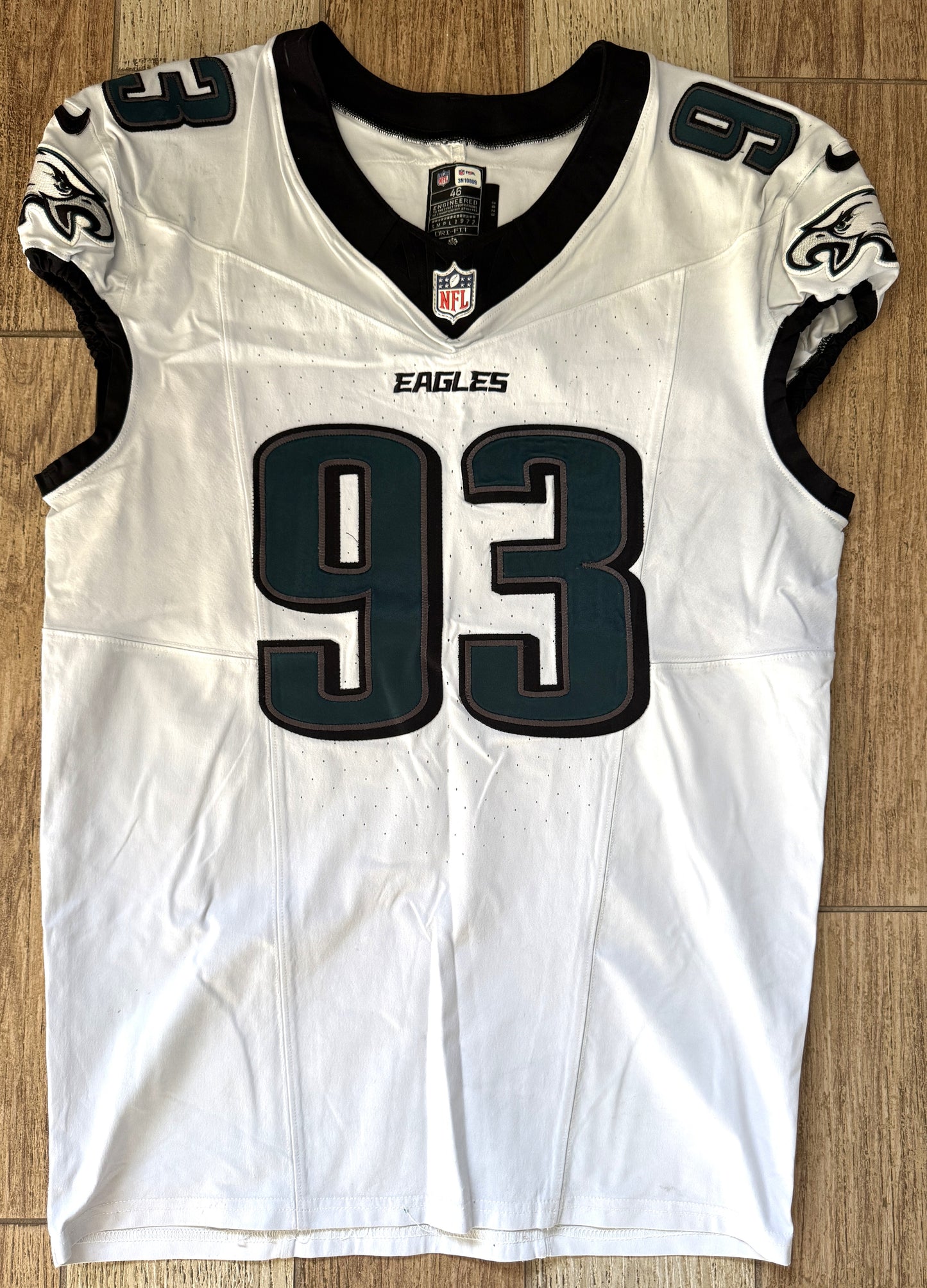 Milton Williams GAME WORN💪09/06/2024 Philadelphia Eagles🦅Nike NFL Jersey👕vs. Green Bay Packers matchup in São Paulo, Brazil