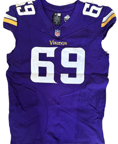 Dan Feeney GAME USED💪 10/06/24 Minnesota Vikings Nike NFL Jersey 👕 vs. New York Jets London Game ✅