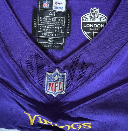 Dan Feeney GAME USED💪 10/06/24 Minnesota Vikings Nike NFL Jersey 👕 vs. New York Jets London Game ✅