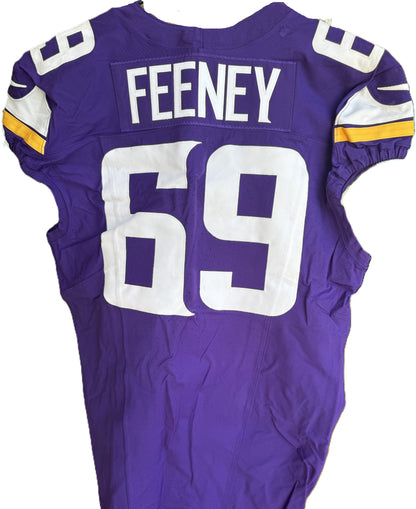 Dan Feeney GAME USED💪 10/06/24 Minnesota Vikings Nike NFL Jersey 👕 vs. New York Jets London Game ✅