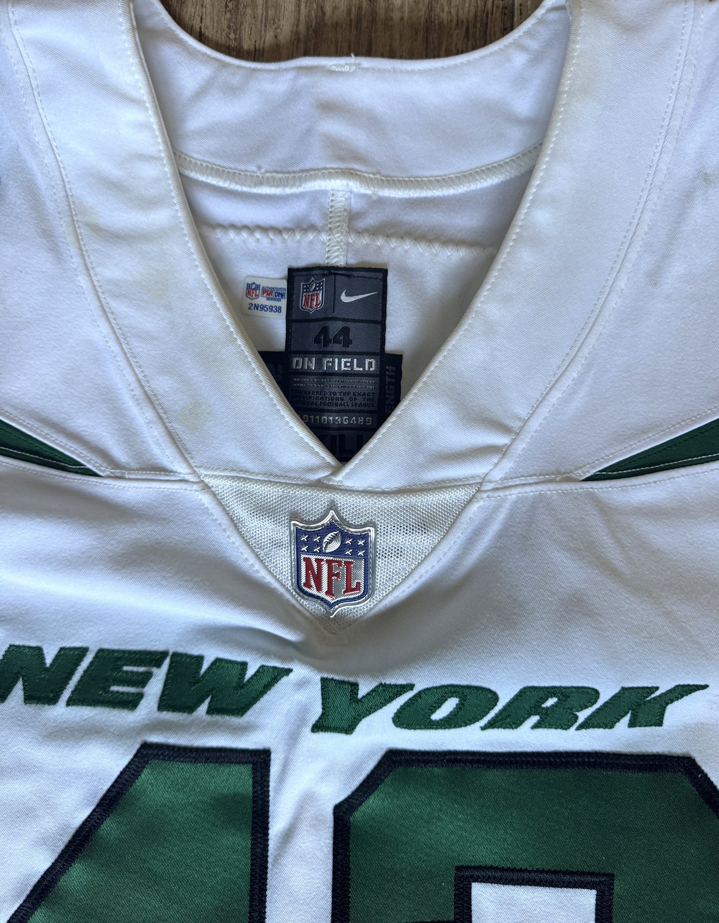 Thomas Hennessy GAME WORN 💪 10/24/21 PHOTO MATCHED 📸 New York Jets Nike NFL Jersey 👕vs. New England Patriots Includes PSA Authenticity🛡️