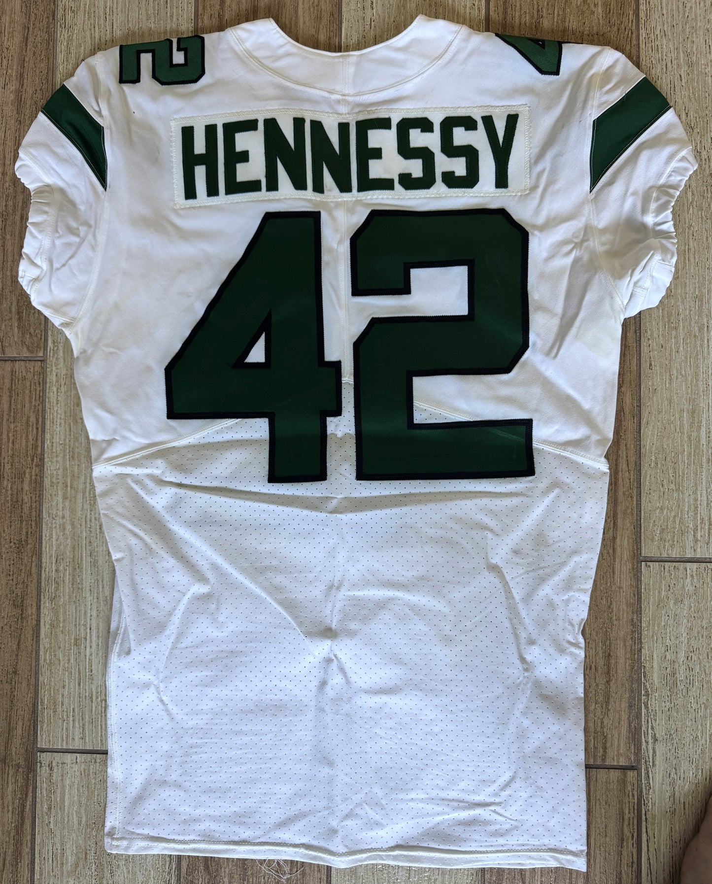 Thomas Hennessy GAME WORN 💪 10/24/21 PHOTO MATCHED 📸 New York Jets Nike NFL Jersey 👕vs. New England Patriots Includes PSA Authenticity🛡️