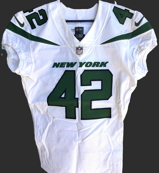Thomas Hennessy GAME WORN 💪 10/24/21 PHOTO MATCHED 📸 New York Jets Nike NFL Jersey 👕vs. New England Patriots Includes PSA Authenticity🛡️