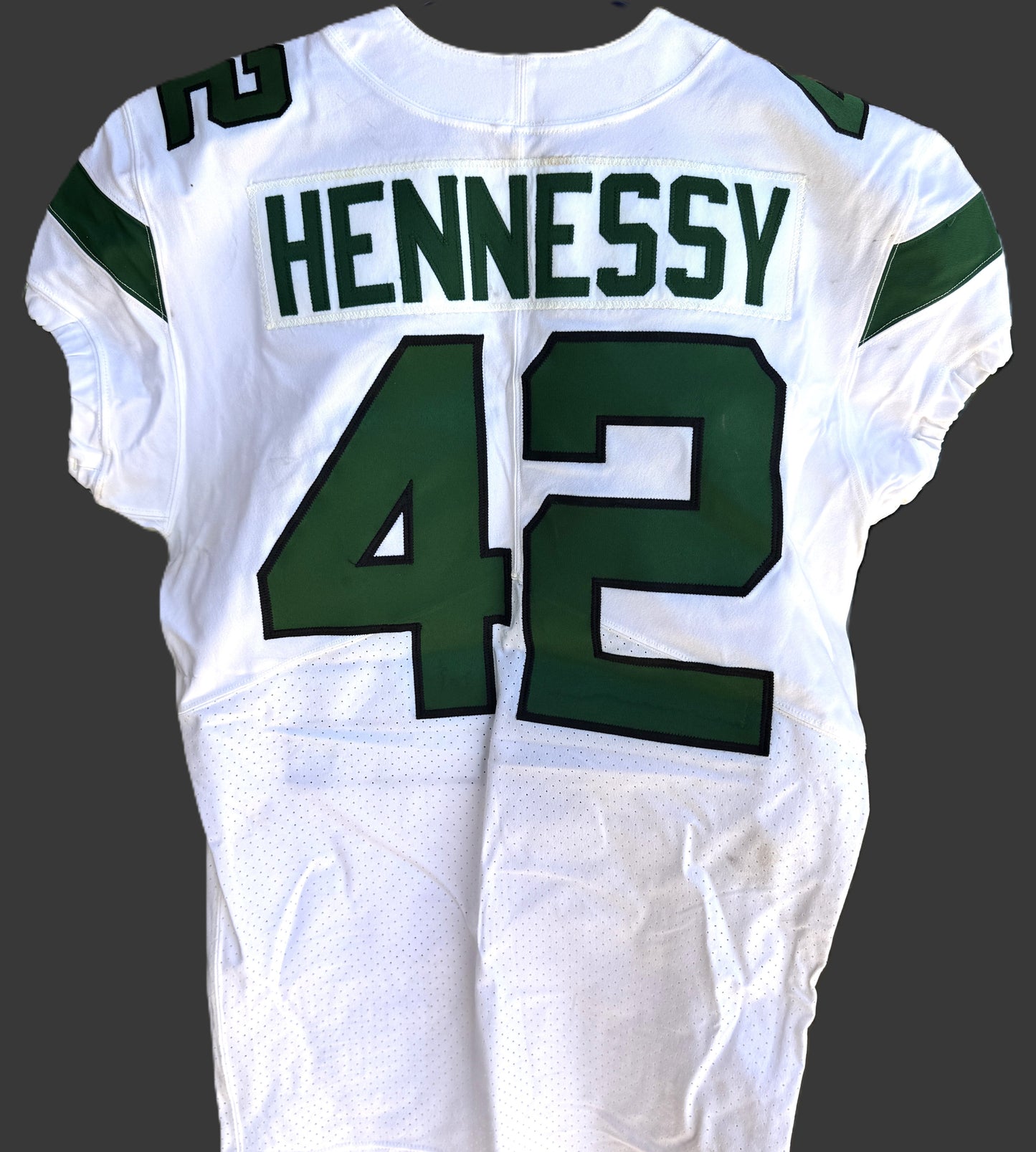 Thomas Hennessy GAME WORN 💪 10/24/21 PHOTO MATCHED 📸 New York Jets Nike NFL Jersey 👕vs. New England Patriots Includes PSA Authenticity🛡️