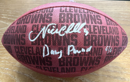 Nick Chubb Signed Cleveland Browns Wilson Duke Football inc"Dawg Pound" Inscription Limited Edition of 6