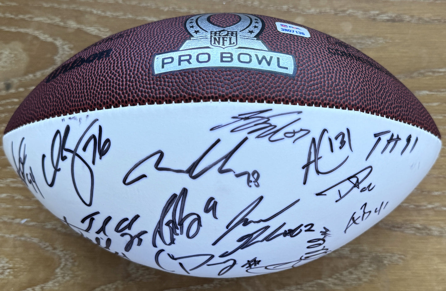 Wilson Pro Bowl Panel Ball Signed By Over 25 Players inc. Drew Brees, JJ Watt, Jason Kelce, TY Hilton, AJ Green, Andy Dalton, Andrew Luck, Calias Campbell & Pat Mcafee Also included is PSA Authenticity 🛡️