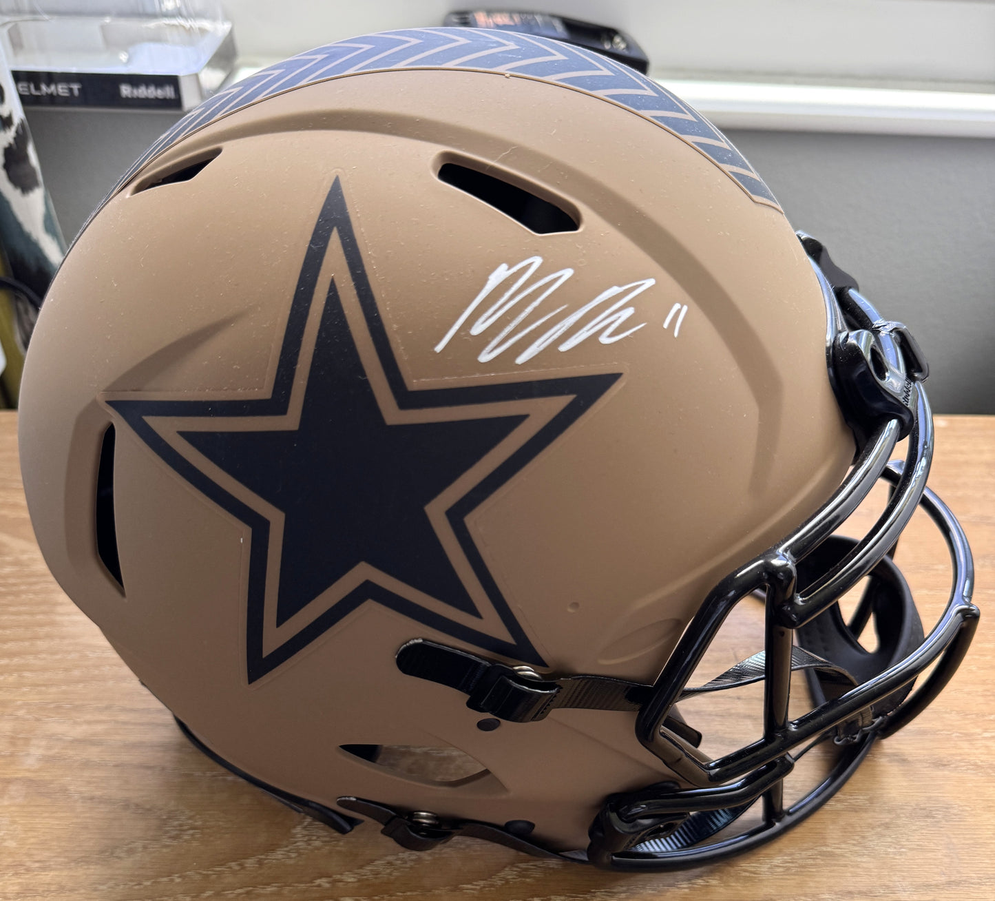 Micah Parsons Signed ✍️ Dallas Cowboys🤠Salute to Service Full-Size Authentic On-Field Speed Helmet (Fanatics)🔵