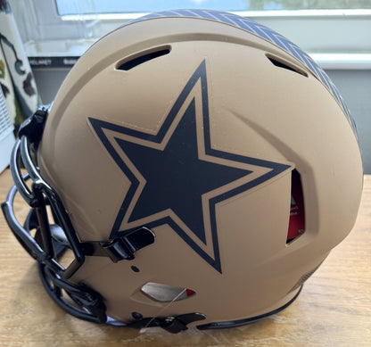Micah Parsons Signed ✍️ Dallas Cowboys🤠Salute to Service Full-Size Authentic On-Field Speed Helmet (Fanatics)🔵