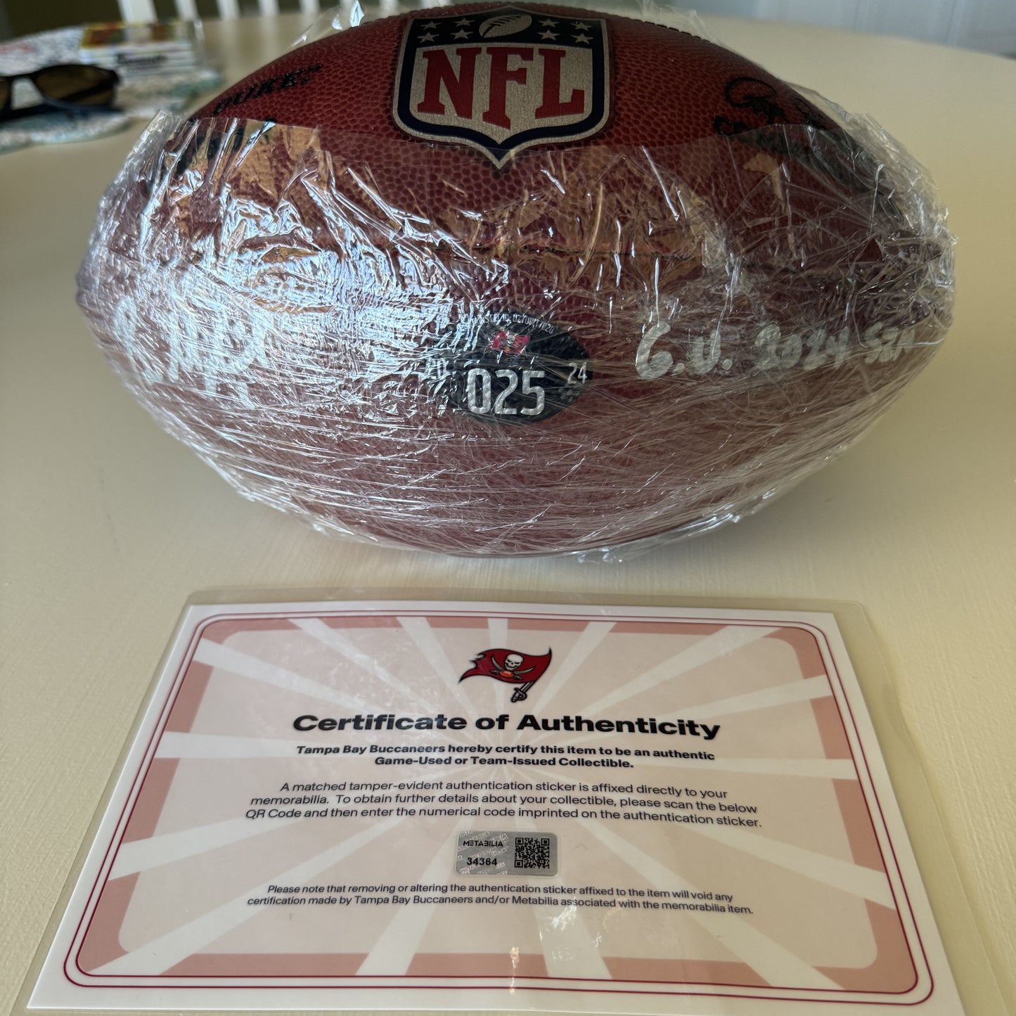 Baker Mayfield GAME USED💪Signed + Inscribed Wilson Duke Ball Tampa Bay Buccaneers 24-25 Szn Also includes Proof of Authenticity 🛡️