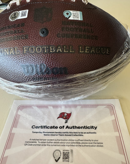 Baker Mayfield GAME USED 09/28/2025 Signed & Inscribed Tampa Bay Buccaneers Ball vs Philadelphia Eagles Also includes Proof of Authenticity 🛡️