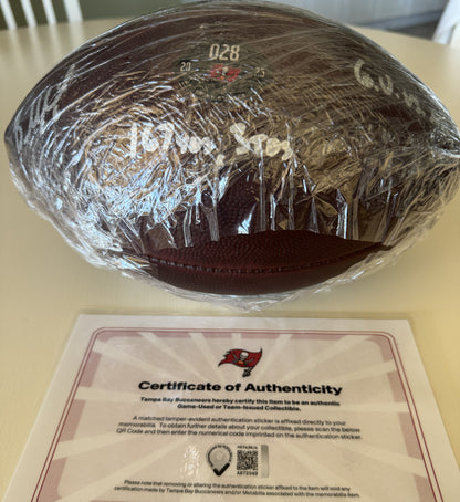Baker Mayfield GAME USED 💪 09/07/25 Signed + Inscribed Ball Tampa Bay Buccaneers vs Atlanta Falcons Also includes Proof of Authenticity 🛡️