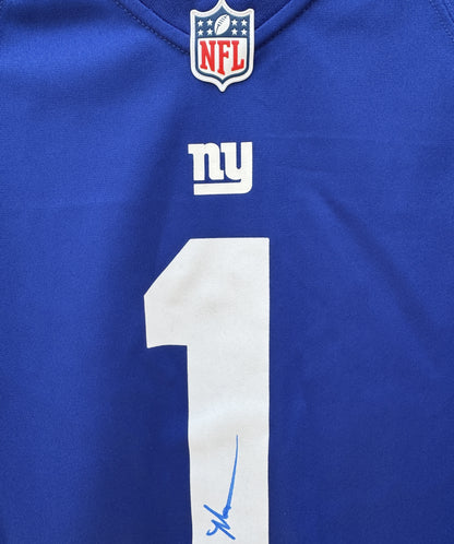 Malik Nabers Signed 🖊️ New York Giants Replica NFL Draft Jersey 👕 Also includes PSA Authenticity 🛡️
