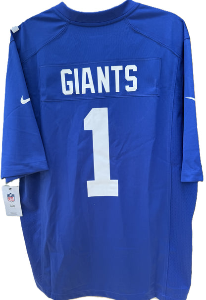 Malik Nabers Signed 🖊️ New York Giants Replica NFL Draft Jersey 👕 Also includes PSA Authenticity 🛡️