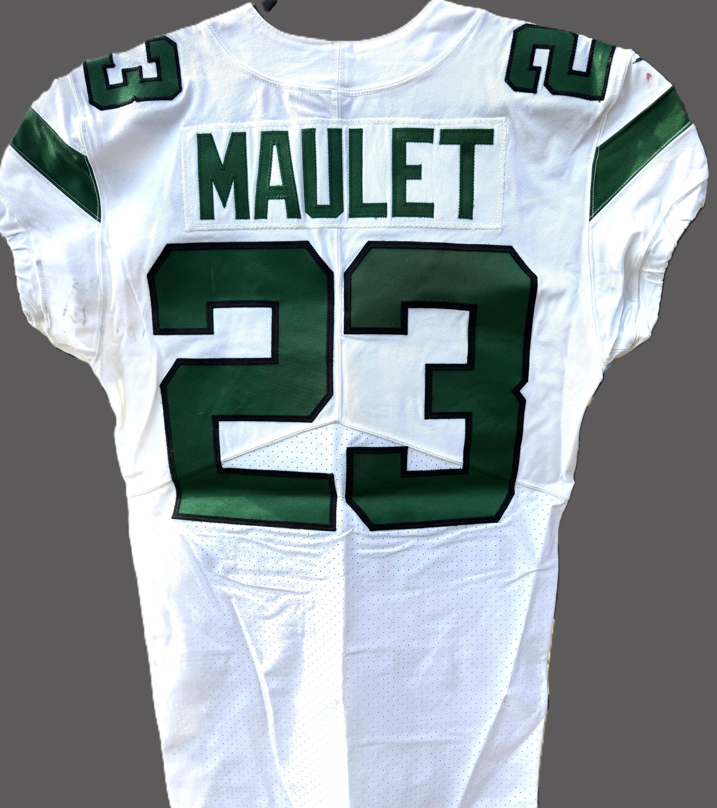 Arthur Maulet GAME WORN 💪 New York Jets Nike NFL Jersey 👕 vs. Buffalo Bills Also features official BWJ memorial patch + PSA COA🛡️