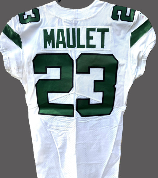 Arthur Maulet GAME WORN 💪 New York Jets Nike NFL Jersey 👕 vs. Buffalo Bills Also features official BWJ memorial patch + PSA COA🛡️