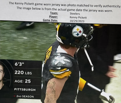 Kenny Pickett GAME WORN🦾10/29/2023 PHOTO MATCHED📸Pittsburgh Steelers NFL Jersey💯vs. Jacksonville Jaguars