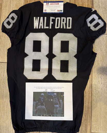 Clyde Walford GAME WORN🦾11/19/17 PHOTO MATCHED📸Las Vegas Raiders🏴NFL Jersey vs. New England Patriots