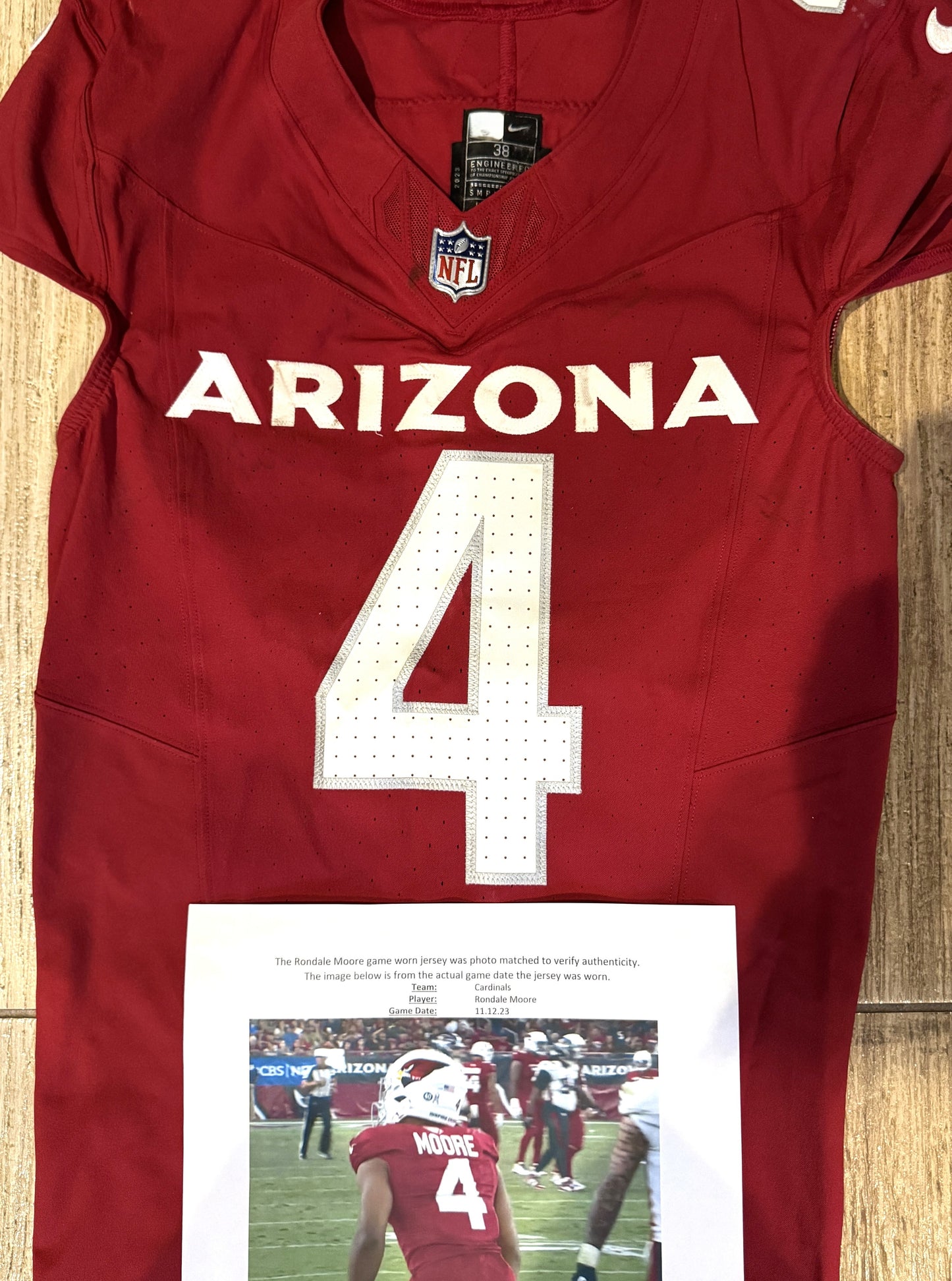 Rondale Moore GAME WORN💪11/12/23 PHOTO MATCHED Arizona Cardinals NFL Jersey👕vs. Atlanta Falcons