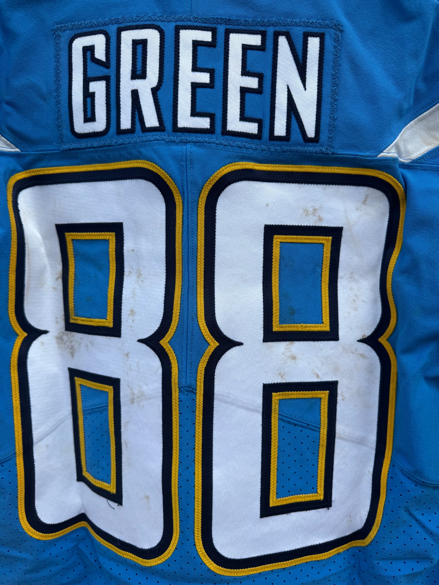 Virgil Green GAME-WORN💪10/21/18 PHOTO MATCHED📸Los Angeles Chargers NFL Jersey🎽vs. Titans London Game inc. PSA COA