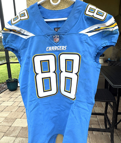 Virgil Green GAME-WORN💪10/21/18 PHOTO MATCHED📸Los Angeles Chargers NFL Jersey🎽vs. Titans London Game inc. PSA COA