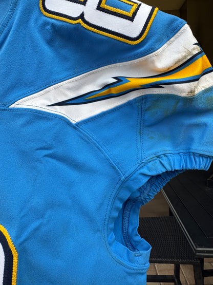 Virgil Green GAME-WORN💪10/21/18 PHOTO MATCHED📸Los Angeles Chargers NFL Jersey🎽vs. Titans London Game inc. PSA COA