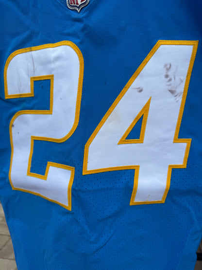 Nasir Adderley GAME-WORN🦾11/20/22 PHOTO MATCHED📸Los Angeles Chargers NFL Jersey 👕PSA🏆vs. Kansas City Chiefs